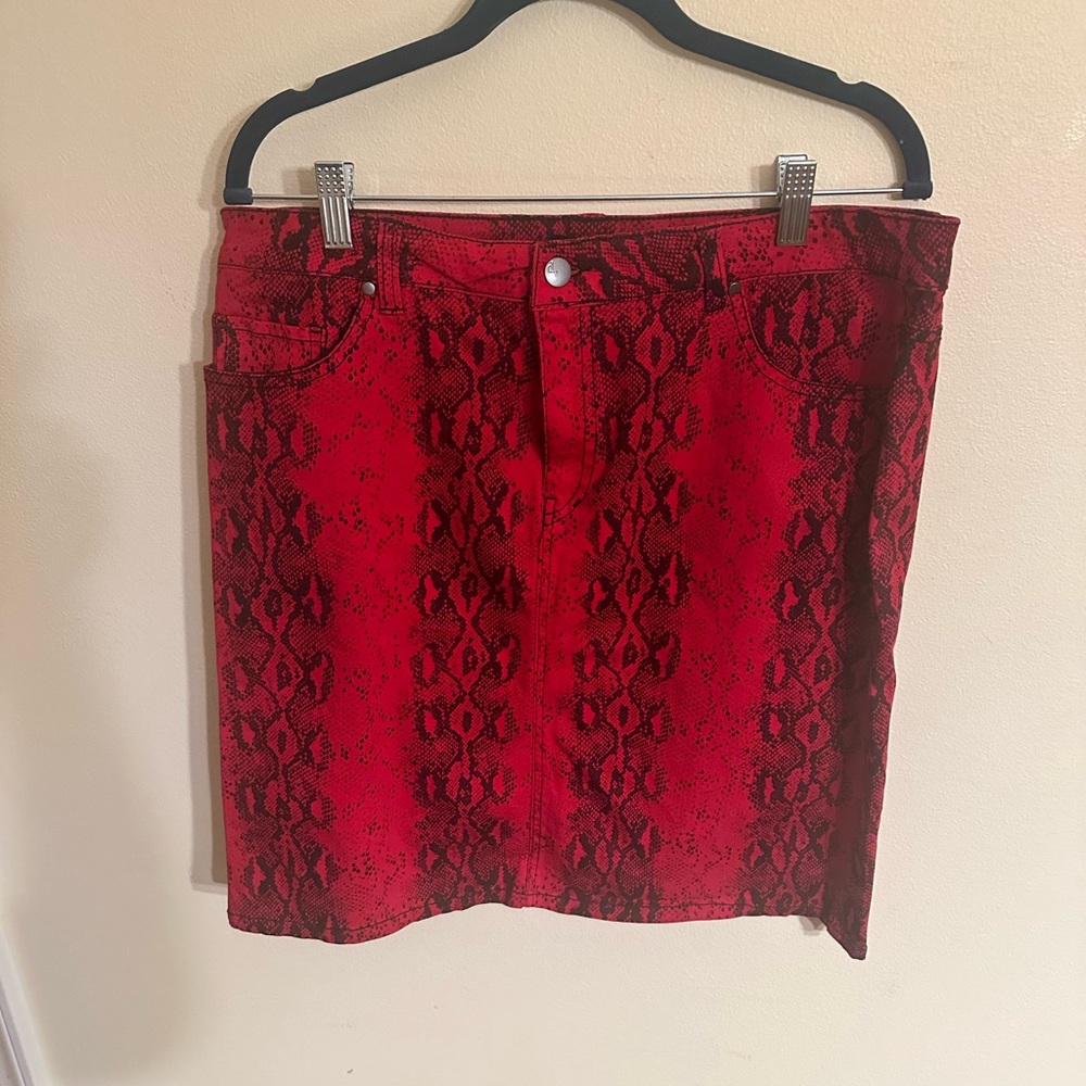 Red Snake Print Skirt